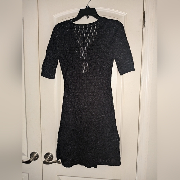 S-1. NWT M MISSONI BLACK SCOOP NECK KNITTED DRESS WITH SLIP SIZE IT 40 / US 4 - Picture 4 of 7
